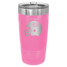 Personalized pink 20 oz vacuum insulated tumbler with 'Football Helmet' design
