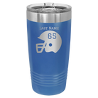 Personalized royal blue 20 oz vacuum insulated tumbler with 'Football Helmet' design