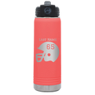 Personalized coral 20 oz vacuum insulated water bottle with 'Football Helmet' design