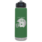Personalized green 20 oz vacuum insulated water bottle with 'Football Helmet' design