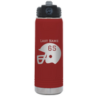 Personalized maroon 20 oz vacuum insulated water bottle with 'Football Helmet' design