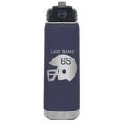 Personalized navy 20 oz vacuum insulated water bottle with 'Football Helmet' design
