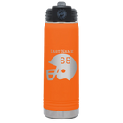 Personalized orange 20 oz vacuum insulated water bottle with 'Football Helmet' design