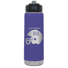 Personalized purple 20 oz vacuum insulated water bottle with 'Football Helmet' design