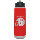 Personalized red 20 oz vacuum insulated water bottle with 'Football Helmet' design