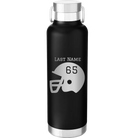 Personalized black 24 oz vacuum insulated water bottle with 'Football Helmet' design