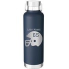 Personalized navy 24 oz vacuum insulated water bottle with 'Football Helmet' design
