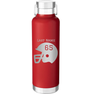 Personalized red 24 oz vacuum insulated water bottle with 'Football Helmet' design