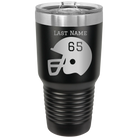 Personalized black 30 oz vacuum insulated tumbler with 'Football Helmet' design