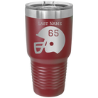 Personalized maroon 30 oz vacuum insulated tumbler with 'Football Helmet' design