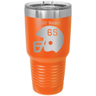 Personalized orange 30 oz vacuum insulated tumbler with 'Football Helmet' design
