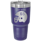 Personalized purple 30 oz vacuum insulated tumbler with 'Football Helmet' design