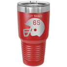 Personalized red 30 oz vacuum insulated tumbler with 'Football Helmet' design