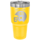 Personalized yellow 30 oz vacuum insulated tumbler with 'Football Helmet' design
