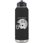 Personalized black 32 oz vacuum insulated water bottle with 'Football Helmet' design