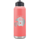 Personalized coral 32 oz vacuum insulated water bottle with 'Football Helmet' design