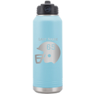Personalized light blue 32 oz vacuum insulated water bottle with 'Football Helmet' design