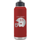 Personalized maroon 32 oz vacuum insulated water bottle with 'Football Helmet' design