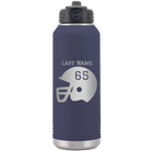 Personalized navy 32 oz vacuum insulated water bottle with 'Football Helmet' design