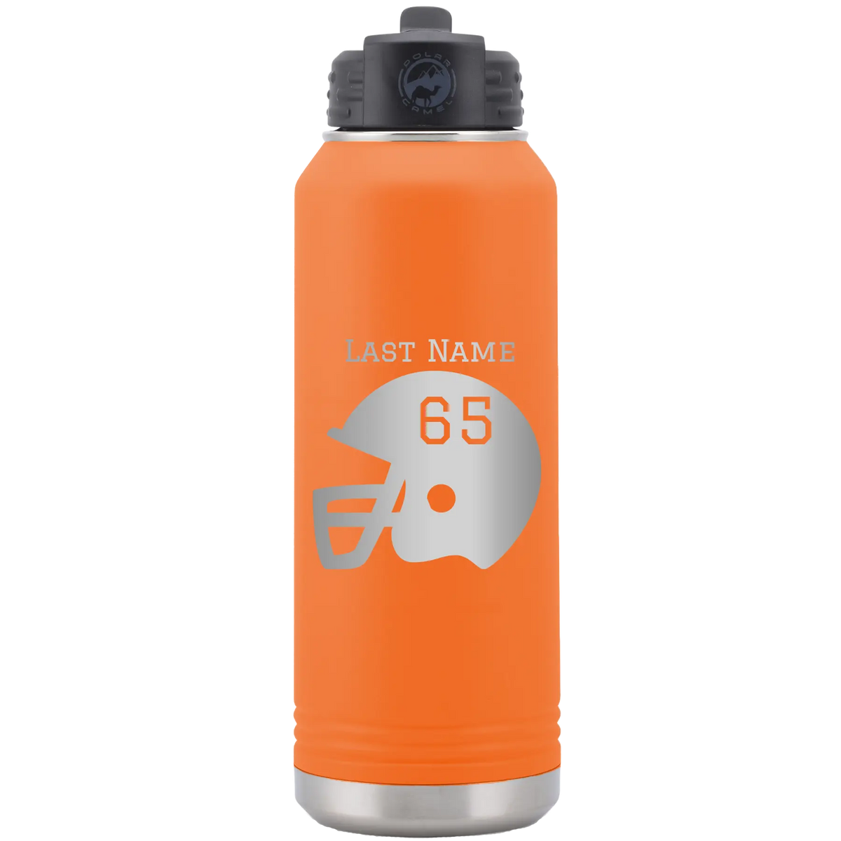 Personalized Football Helmet 32 oz Water Bottle - Orange