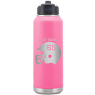 Personalized pink 32 oz vacuum insulated water bottle with 'Football Helmet' design