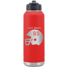 Personalized red 32 oz vacuum insulated water bottle with 'Football Helmet' design