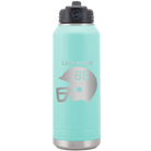 Personalized teal 32 oz vacuum insulated water bottle with 'Football Helmet' design