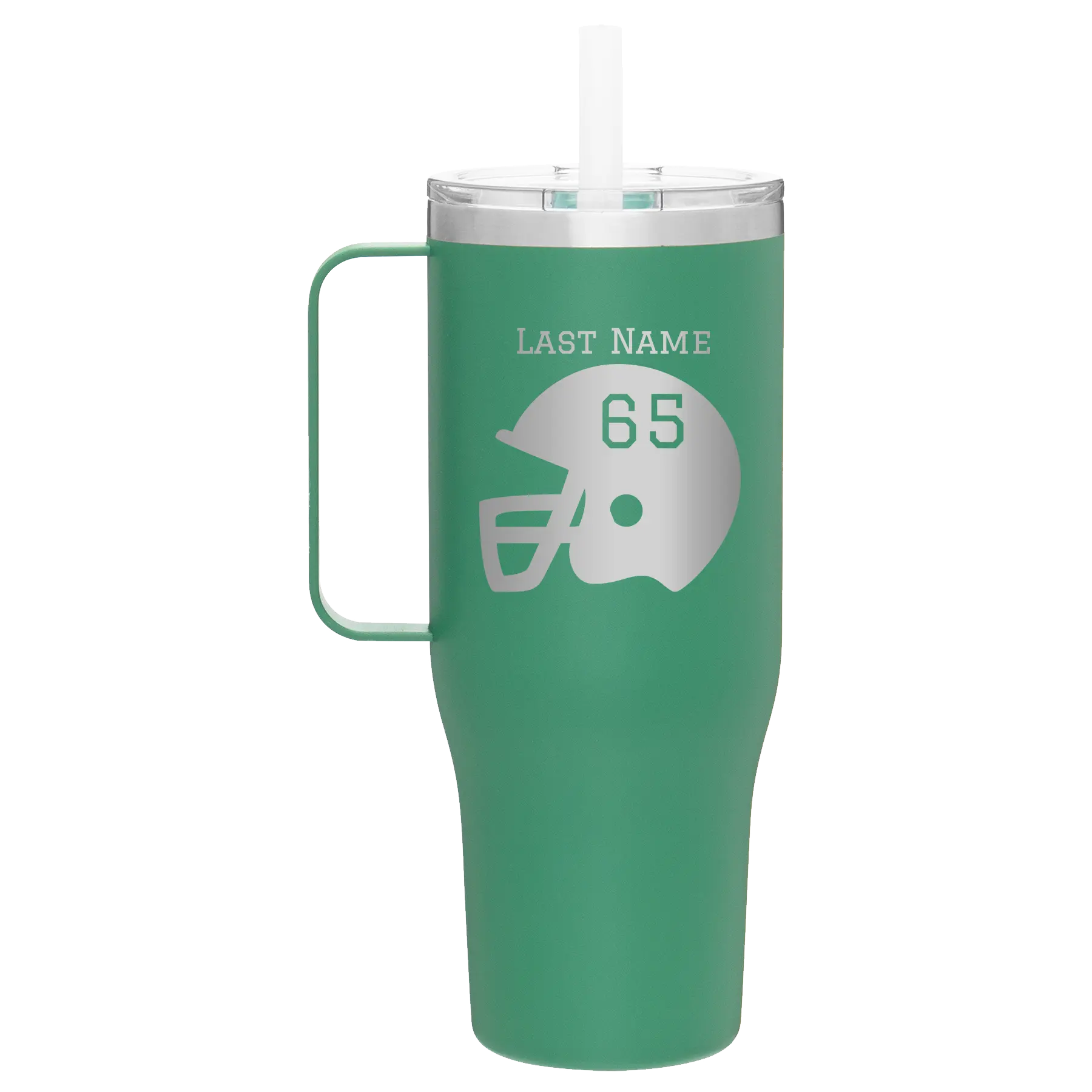 Personalized forage 40 oz vacuum insulated tumbler mug with 'Football Helmet' design