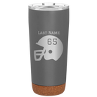 Personalized storm gray 20 oz vacuum insulated tumbler with 'Football Helmet' design