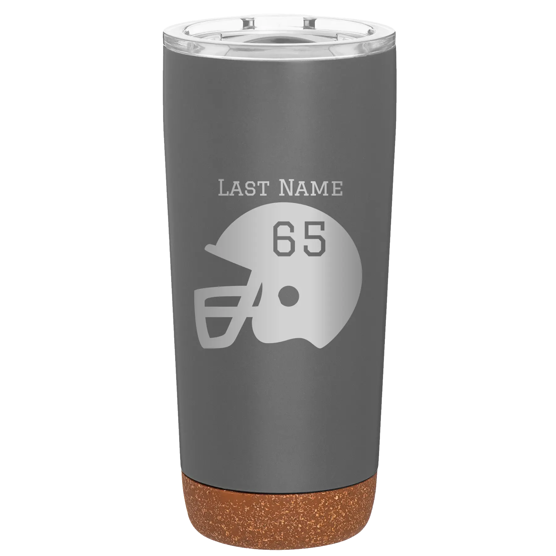Personalized storm gray 20 oz vacuum insulated tumbler with 'Football Helmet' design