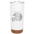 Personalized white 20 oz vacuum insulated tumbler with 'Football Helmet' design