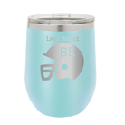 Personalized light blue 12 oz vacuum insulated wine cup with 'Football Helmet' design