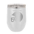 Personalized white 12 oz vacuum insulated wine cup with 'Football Helmet' design