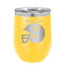 Personalized yellow 12 oz vacuum insulated wine cup with 'Football Helmet' design