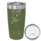 Personalized olive green 20 oz vacuum insulated tumbler with 'Football Helmet 2' design