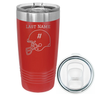 Personalized red 20 oz vacuum insulated tumbler with 'Football Helmet 2' design