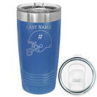 Personalized royal blue 20 oz vacuum insulated tumbler with 'Football Helmet 2' design