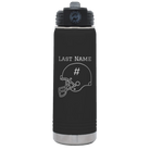 Personalized black 20 oz vacuum insulated water bottle with 'Football Helmet 2' design