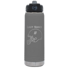Personalized dark gray 20 oz vacuum insulated water bottle with 'Football Helmet 2' design