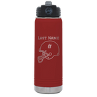 Personalized maroon 20 oz vacuum insulated water bottle with 'Football Helmet 2' design
