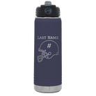 Personalized navy 20 oz vacuum insulated water bottle with 'Football Helmet 2' design