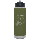 Personalized olive green 20 oz vacuum insulated water bottle with 'Football Helmet 2' design