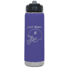 Personalized purple 20 oz vacuum insulated water bottle with 'Football Helmet 2' design