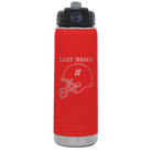 Personalized red 20 oz vacuum insulated water bottle with 'Football Helmet 2' design