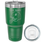 Personalized green 30 oz vacuum insulated tumbler with 'Football Helmet 2' design