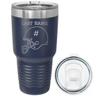 Personalized navy 30 oz vacuum insulated tumbler with 'Football Helmet 2' design