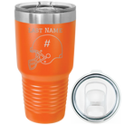 Personalized orange 30 oz vacuum insulated tumbler with 'Football Helmet 2' design