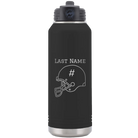 Personalized black 32 oz vacuum insulated water bottle with 'Football Helmet 2' design