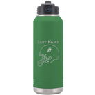 Personalized green 32 oz vacuum insulated water bottle with 'Football Helmet 2' design