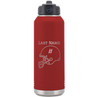 Personalized maroon 32 oz vacuum insulated water bottle with 'Football Helmet 2' design